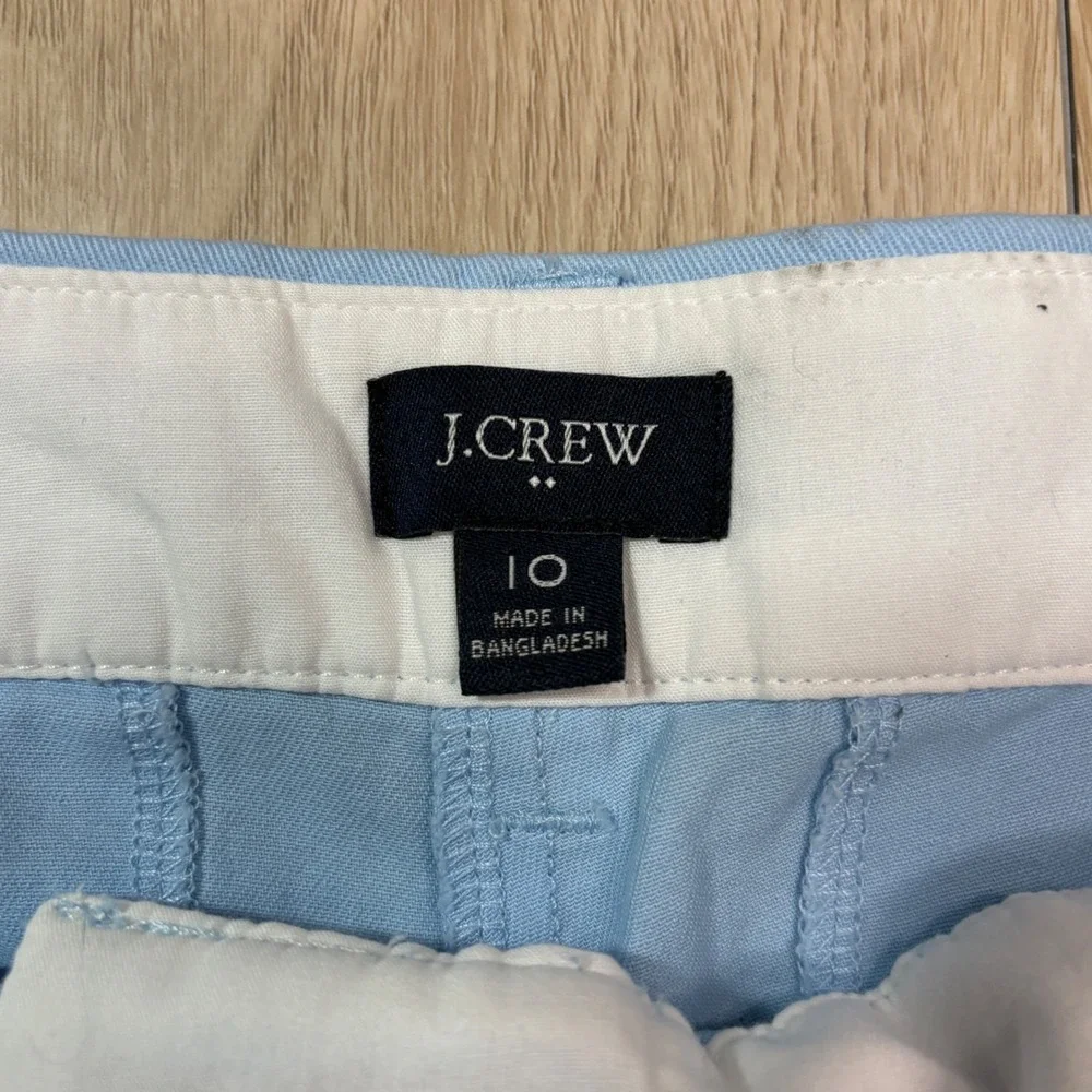 J.Crew Womens Light Blue Chino Shorts Size 10 Mid Rise Cotton Stretch Preppy